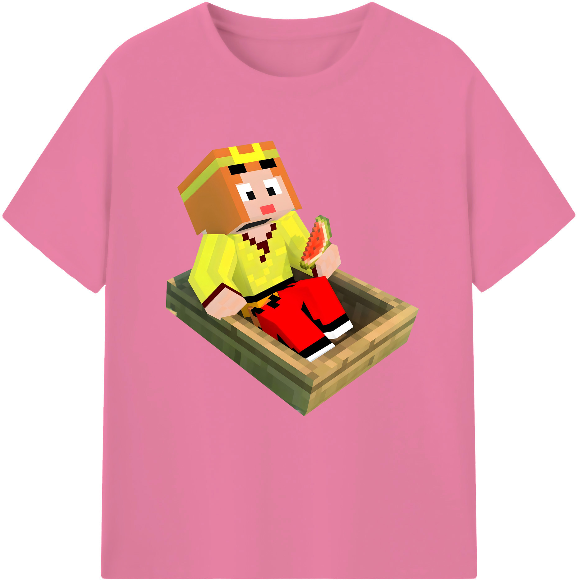 （画像用） マインクラフト ブロックの世界 Minecraft MC Block world 綿100％半袖Tシャツ（フロントプリント）